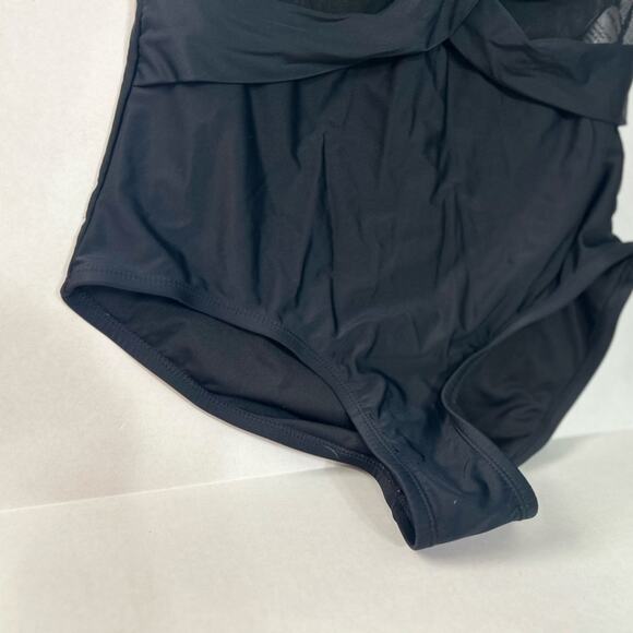 Meet Curve Black Mesh Underwire One-Piece Swimsuit 2XL Adjustable Busty Swim - Picture 3 of 8